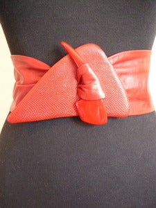 Image of 80s wide red leather belt 