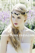 Image of Pretty Yellow Floral and Black Ivy Leaf Trim Festival Floral Hair Crown/Garland