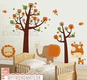 Image of Children Wall Decal Wall Sticker tree decal -Safari Animals - KK130