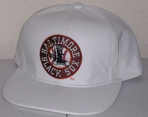 Image of Baltimore Black Sox White Leather Strap Back Hat Cap