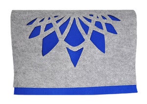 Image of blue grey felt clutch