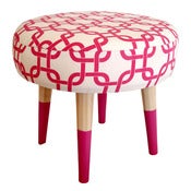 Image of Footstool - Hot Pink Geometric