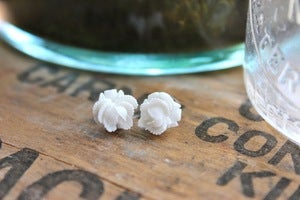 Image of Ruffle Rose Earrings // Neutrals