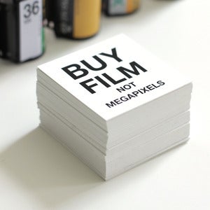 Image of BUY FILM NOT MEGAPIXELS Stickers 2" x 2"