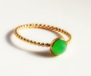 Image of Rose Cut Chrysoprase Ring- Dainty Stackable Gold Ring- Size 3, 4, 5, 6, 7, 8, 9, 10