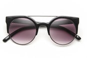 Image of Metal Bar Brow Round Sunglasses
