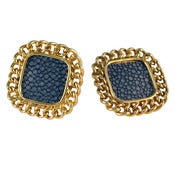 Image of Candice Stud Earrings - Navy Stingray