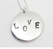 Image of Sterling Silver "L O V E" Pendant Necklace