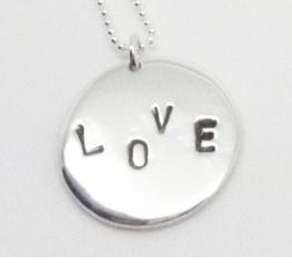 Image of Sterling Silver "L O V E" Pendant Necklace