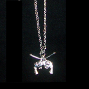 Image of Silver Crossed Guns Necklace