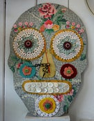 Image of "Time Will Tell" Sugar Skull Lino  Clock