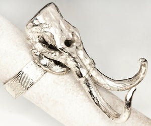 Image of Woolly Mammoth Skull - White Bronze Ring