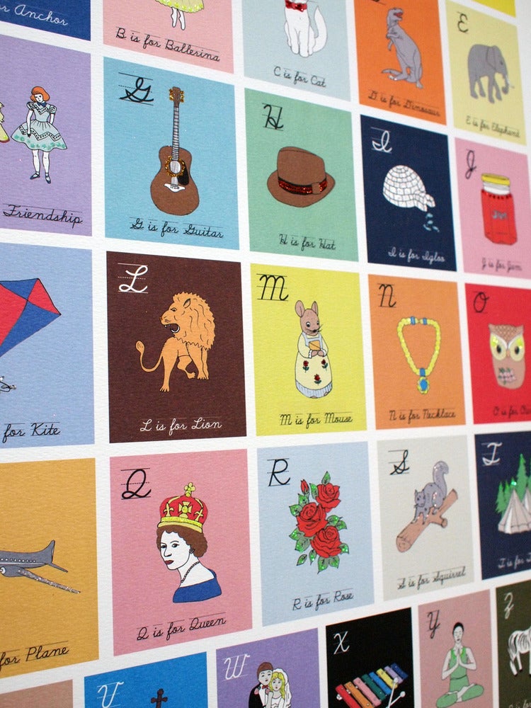 Image of Limited Edition Hand Decorated Alphabet Print (50x70cm)