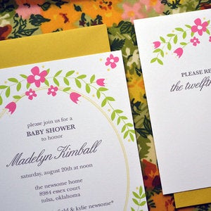 Image of Floral Party Invitations with RSVP Cards