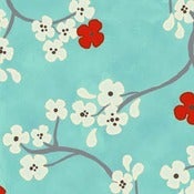 Image of Aqua Cherry Blossoms Floral from Seaside Cottage 5883-11