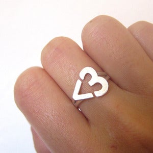 Image of Small version - I Heart You <3 Hear Ring - Handmade Silver Ring