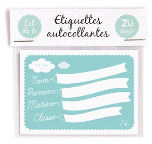 Image of Lot de 6 étiquettes scolaires "Nuages"