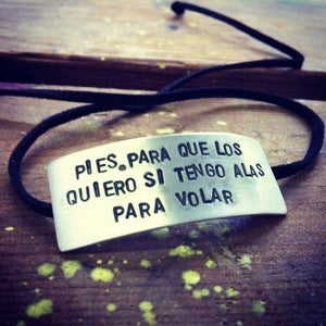 Image of Frida Kahlo Quote Sterling & Suede Bracelet