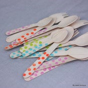 Image of Couverts recyclables à pois - 4 couleurs - Kit de 4