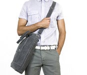 Image of Briefcase in Gray Waxed Canvas
