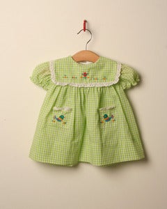 Image of c. 1970s green gingham dress