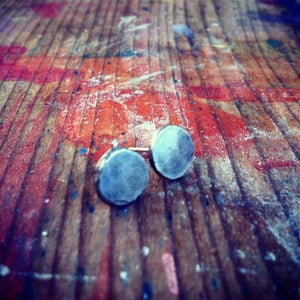 Image of Recycled Silver Rustic Stud Earrings