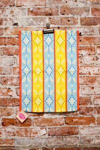 Image of Folk Print Tea Towel - Yellow