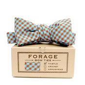 Image of teal & brown gingham {bow tie} 