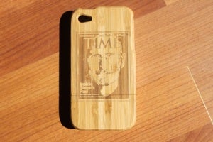 Image of Steve Jobs Time magazine wooden bamboo case for iPhone 4