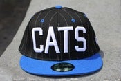 Image of BLACK PINSTRIPE CATS NEW ERA FITTED HAT 