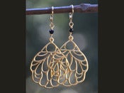Image of Gold Wings and Black Swarovski Crystal Dangle Earrings - EFA008