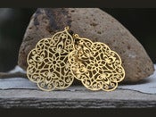 Image of Large Gold Filigree Teardrop and Black Swarovski Crystal Dangle Earrings - EFA002