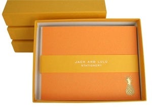 Image of JACK & LULU PINEAPPLE GOLD FLAT NOTECARDS