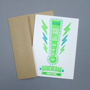 Image of douchebag meter letterpress card
