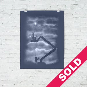 Image of Reach - (screenprint) blue - hand finished 