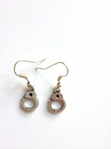 Image of Silver Tone Small Handcuff Earrings
