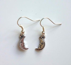 Image of Small Silver Tone Moon Earrings