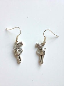 Image of Silver Tone Gun Earrings