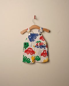 Image of c. 1980s car print dungarees