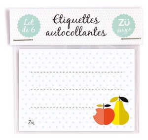 Image of Lot de 6 étiquettes autocollantes "Fruits"