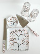 Image of Autumn Wedding Reception 6-Piece Collection-Toasting Flutes, Ring Dish, Cake Plate, Serving Set