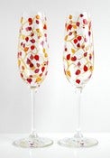 Image of Japanese Lantern Flower Champagne Flutes-Set of 2 Personalized Toasting Flutes