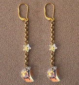 Image of Crescent Moon and Star Earrings Gold Plated Leverback