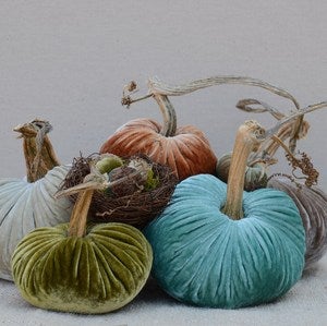 Image of Velvet Plush Pumpkin Cozy Nest Large Set w/Acorn Nest