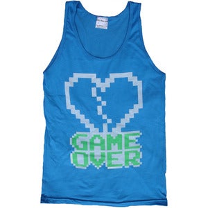 Image of 8 Bit Apparel Game Over Tank in Neon Blue