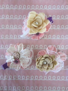 Image of Pink Shabby Chic Flower Clips