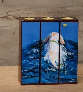 Image of 'Blue Wake' Tealight Triptych