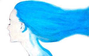 Image of Decimus - My Blue Velvet - 12x18 Watercolor on Paper - Framed