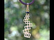 Image of Long Gold Unique Linked Square Earrings with Black Swarovski Crystals - EFA009