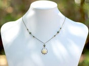 Image of Ivory Rose and Dark Green Swarovski Vintage Bridesmaid Necklace in Antique Brass - NC013